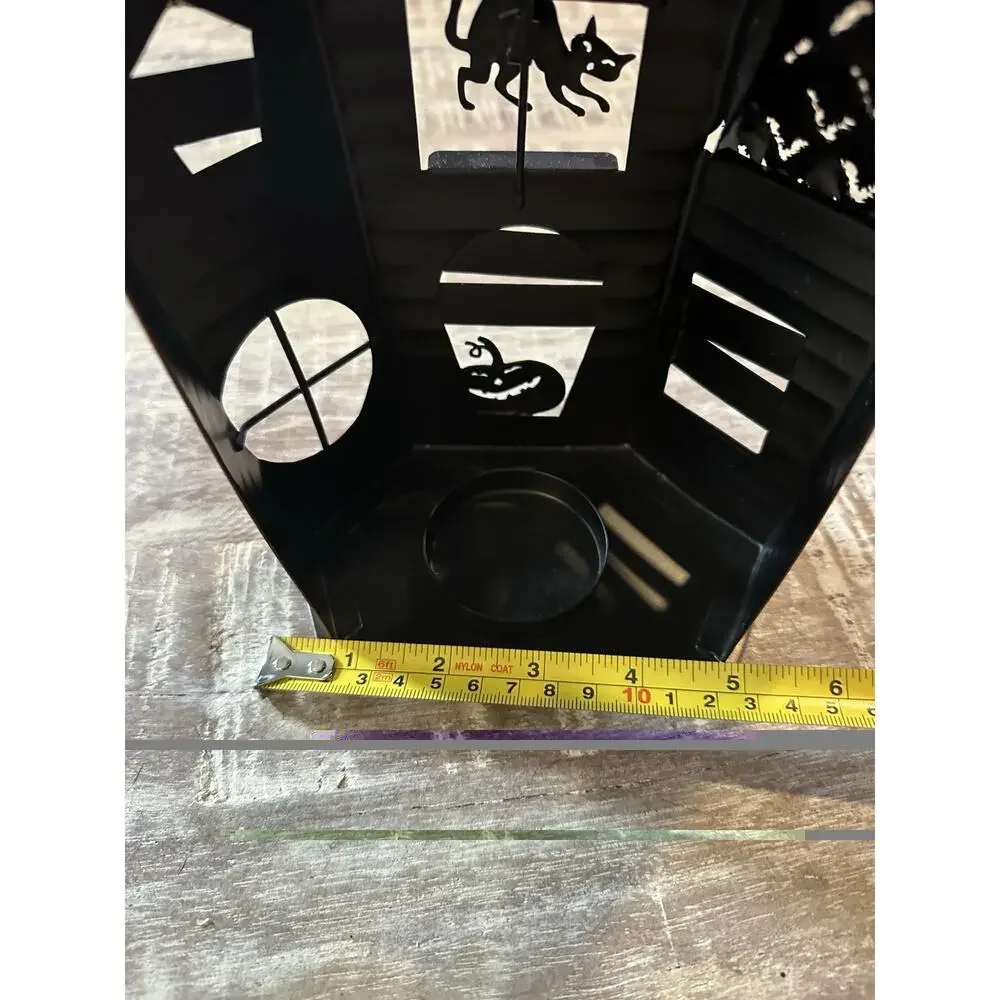 Rare Hallmark Metal Brass And Black Haunted House Tea Light Holder Halloween